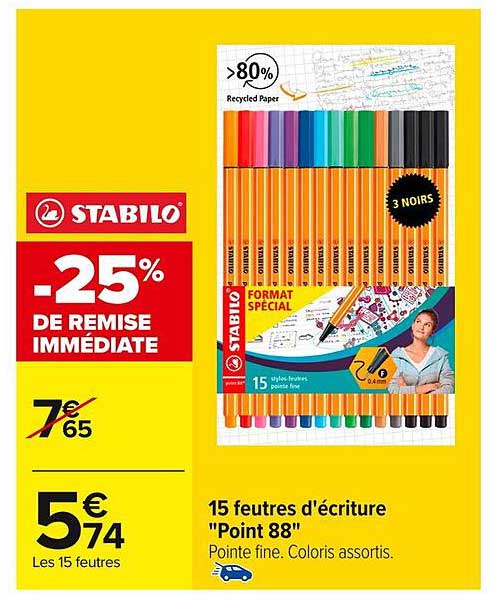 15 feutres d'écriture "Point 88"