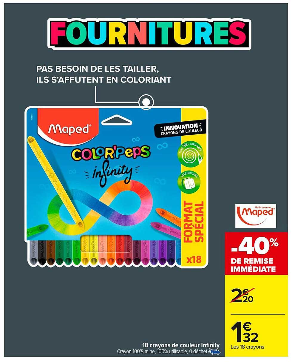 18 crayons de couleur Infinity