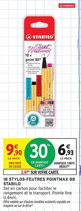 18 STYLOS-FEUTRES POINTMAX 88 STABILO