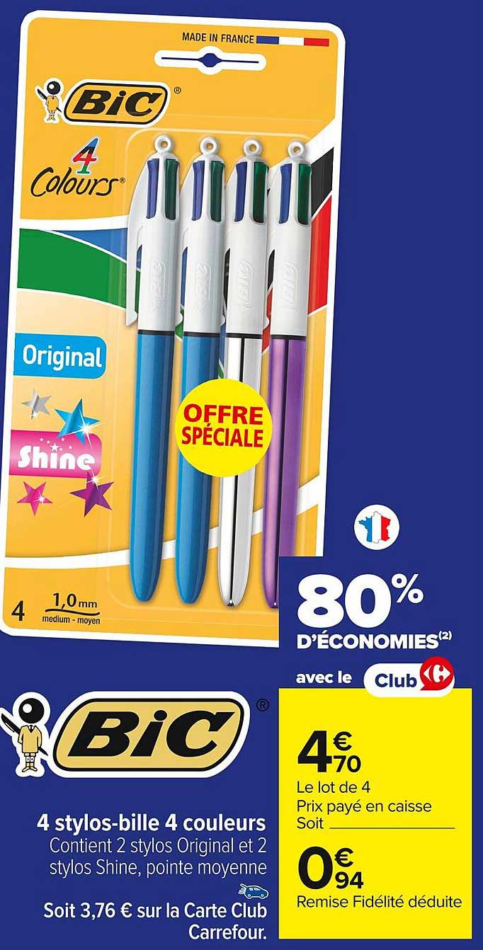 4 stylos-bille 4 couleurs