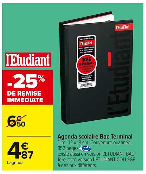 Agenda scolaire Bac Terminal