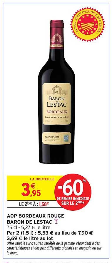 AOP BORDEAUX ROUGE BARON DE LESTAC