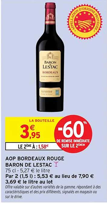 AOP BORDEAUX ROUGE BARON DE LESTAC