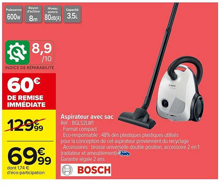 Aspirateur avec sac