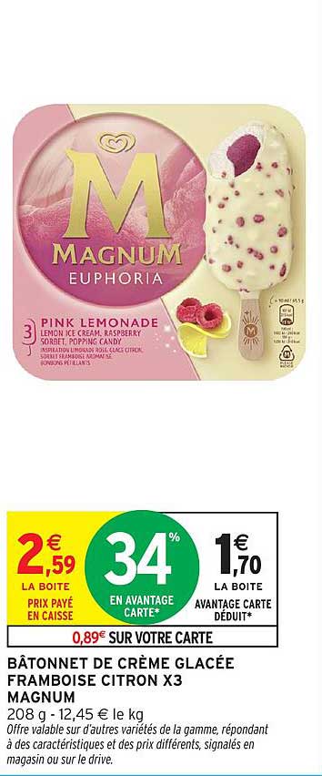 BÂTONNET DE CRÈME GLACÉE FRAMBOISE CITRON X3 MAGNUM