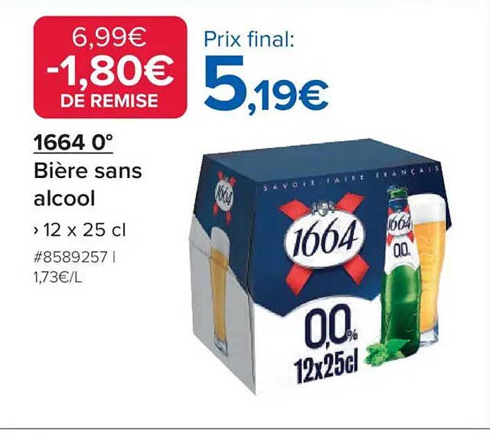 Bière 1664 0° sans alcool - 12 x 25 cl