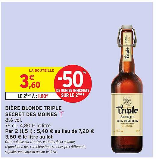 BIÈRE BLONDE TRIPLE SECRET DES MOINES