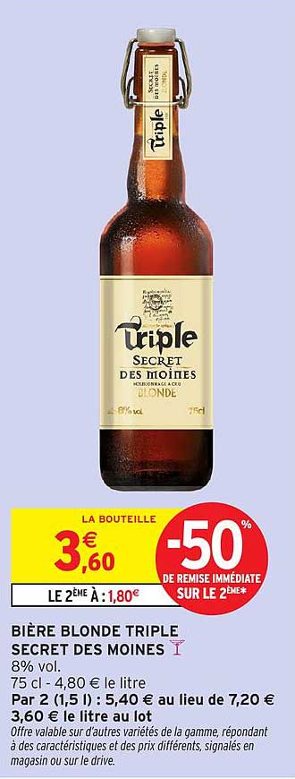 Bière Blonde Triple Secret des Moines