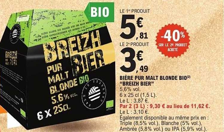 BIÈRE PUR MALT BLONDE BIO "BREIZH BIER"