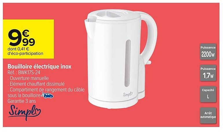 Bouilloire électrique inox