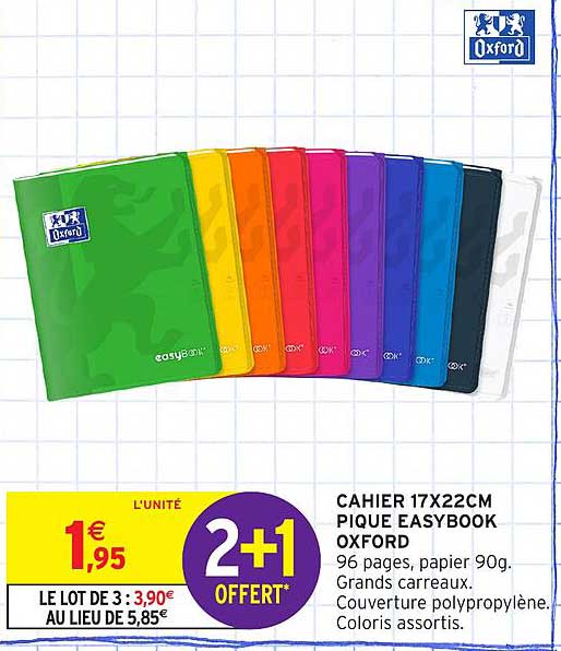 CAHIER 17X22CM PIQUE EASYBOOK OXFORD