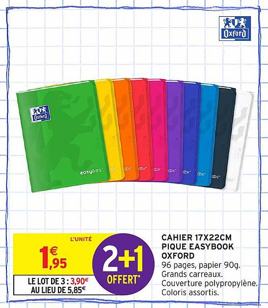 CAHIER 17X22CM PIQUE EASYBOOK OXFORD