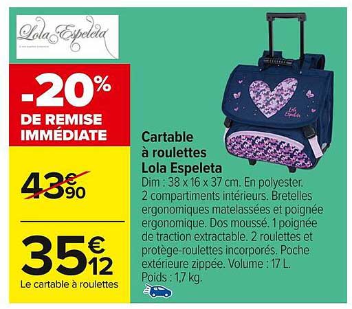 Cartable à roulettes Lola Espeleta