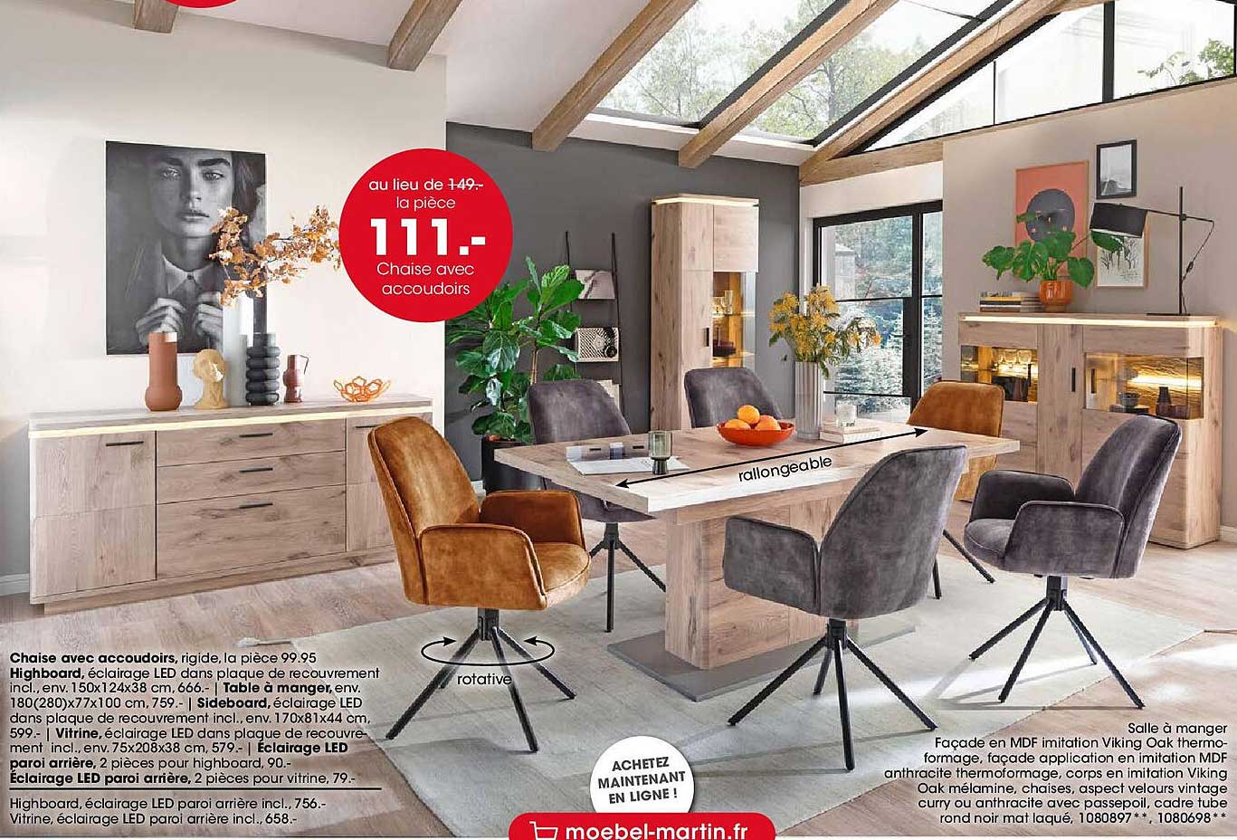 Chaise avec accoudoirs