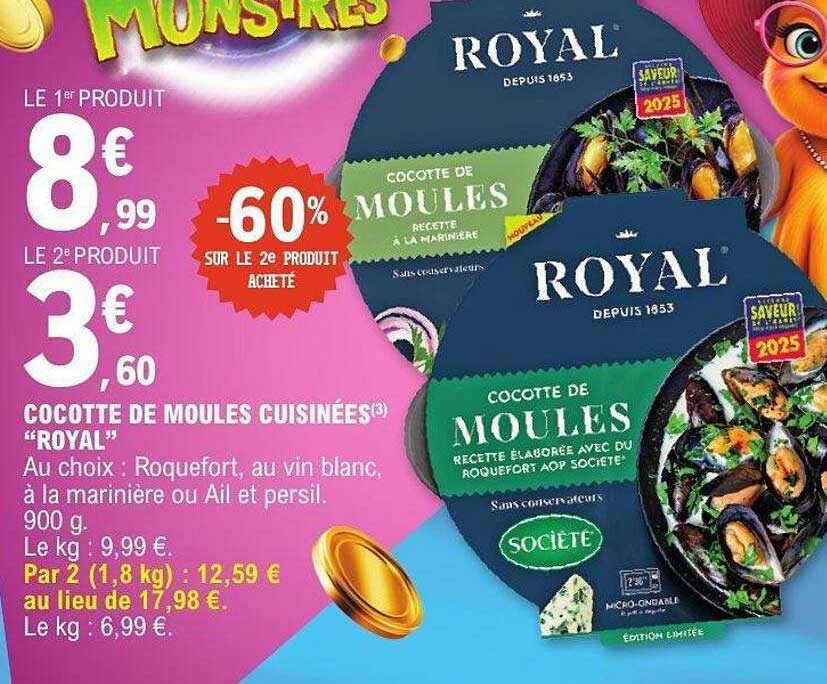 Cocotte de Moules cuisinées "Royal"