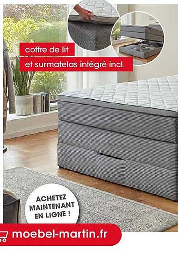 coffre de lit et surmatelas intégré incl.