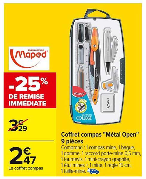 Coffret compas "Métal Open" 9 pièces