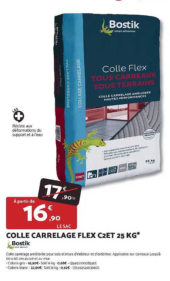COLLE CARRELAGE FLEX C2ET 25 KG*