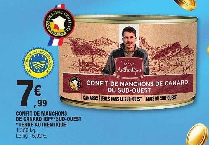 CONFIT DE MANCHONS DE CANARD (IGP) SUD-OUEST "TERRE AUTHENTIQUE"