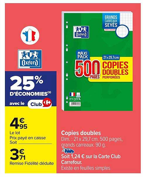 Copies doubles 500 pages Oxford