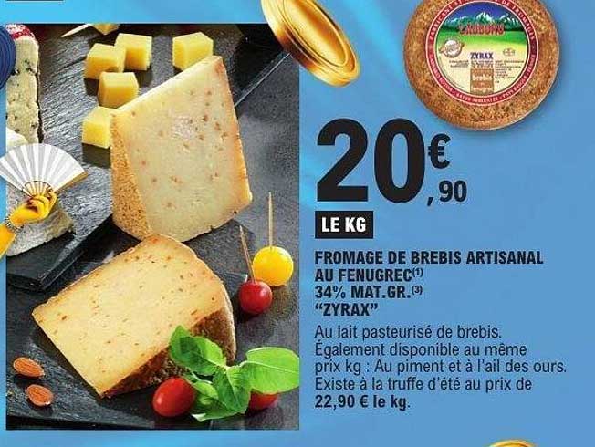 FROMAGE DE BREBIS ARTISANAL AU FENUGREC 34% MAT.G.R. "ZYRAX"
