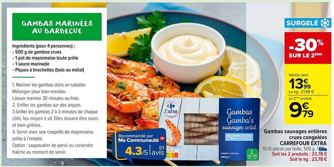 Gambas marinées au barbecue