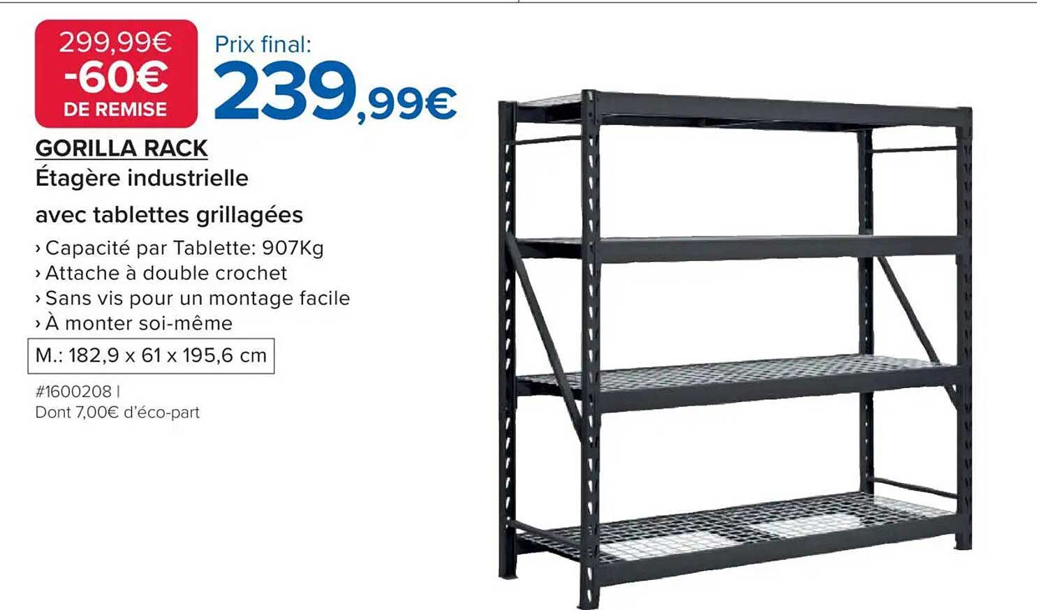 GORILLA RACK Étagère industrielle avec tablettes grillagées