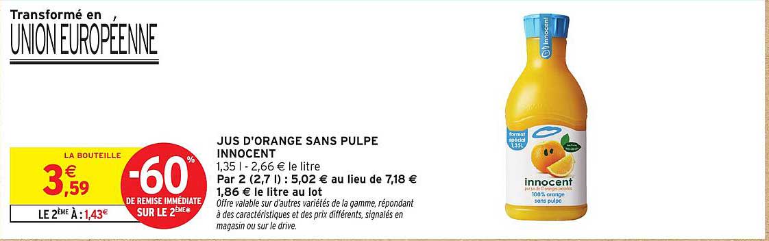 JUS D'ORANGE SANS PULPE INNOCENT