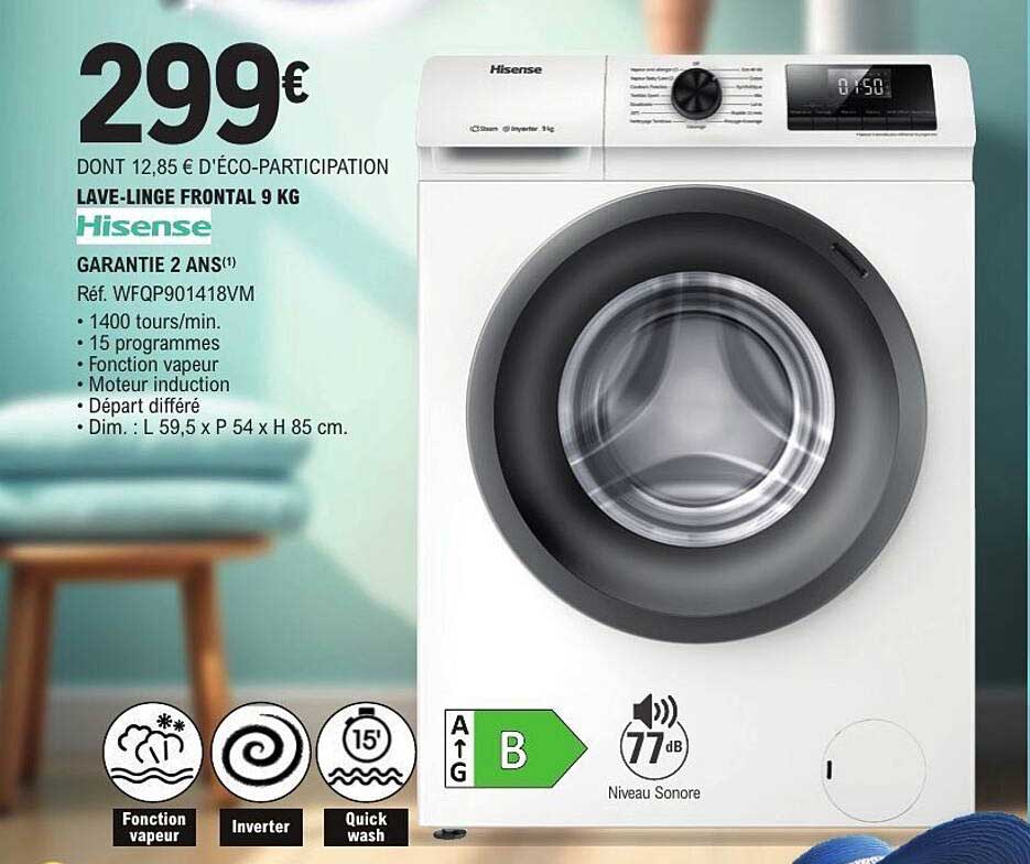 LAVE-LINGE FRONTAL 9 KG Hisense
