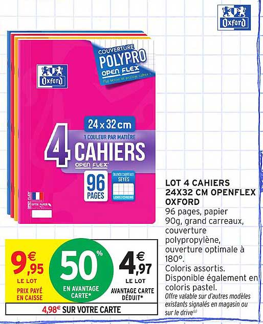 LOT 4 CAHIERS 24X32 CM OPENFLEX OXFORD