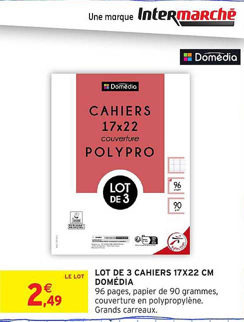 LOT DE 3 CAHIERS 17X22 CM DOMÉDIA