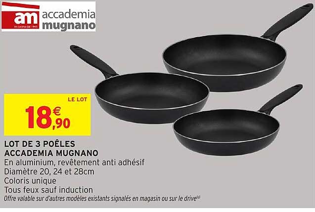 LOT DE 3 POÊLES ACCADEMIA MUGNANO