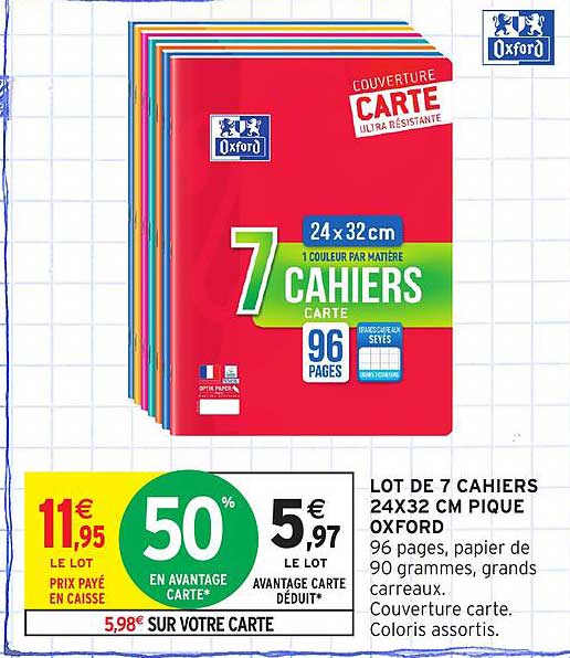 LOT DE 7 CAHiers 24X32 CM PIQUE OXFORD