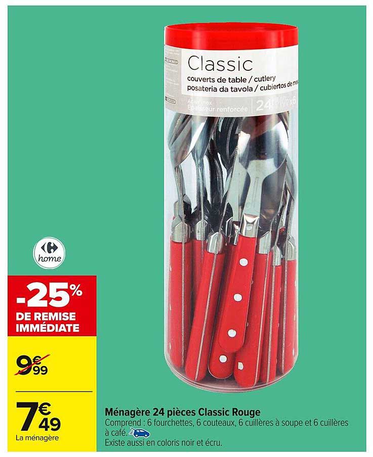 Ménagère 24 pièces Classic Rouge