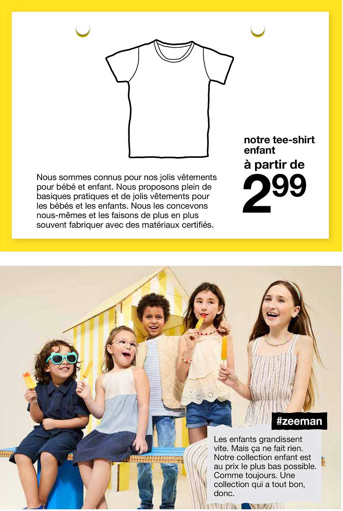 notre tee-shirt enfant à partir de 2,99