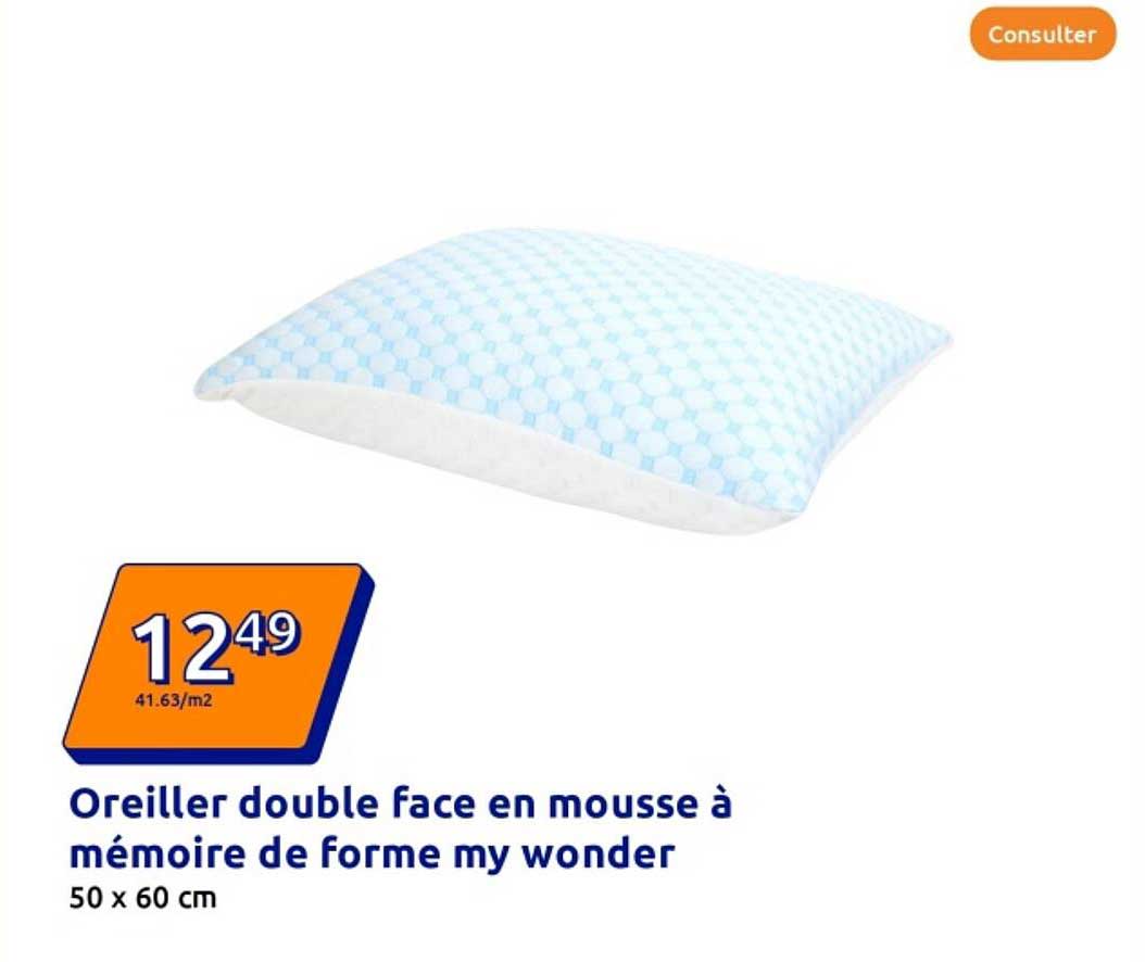 Oreiller double face en mousse à mémoire de forme my wonder