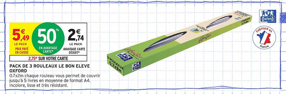 PACK DE 3 ROULEAUX LE BON ELEVÉ OXFORD