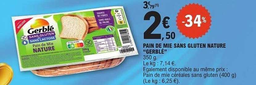 PAIN DE MIE SANS GLUTEN NATURE "GERBLE"