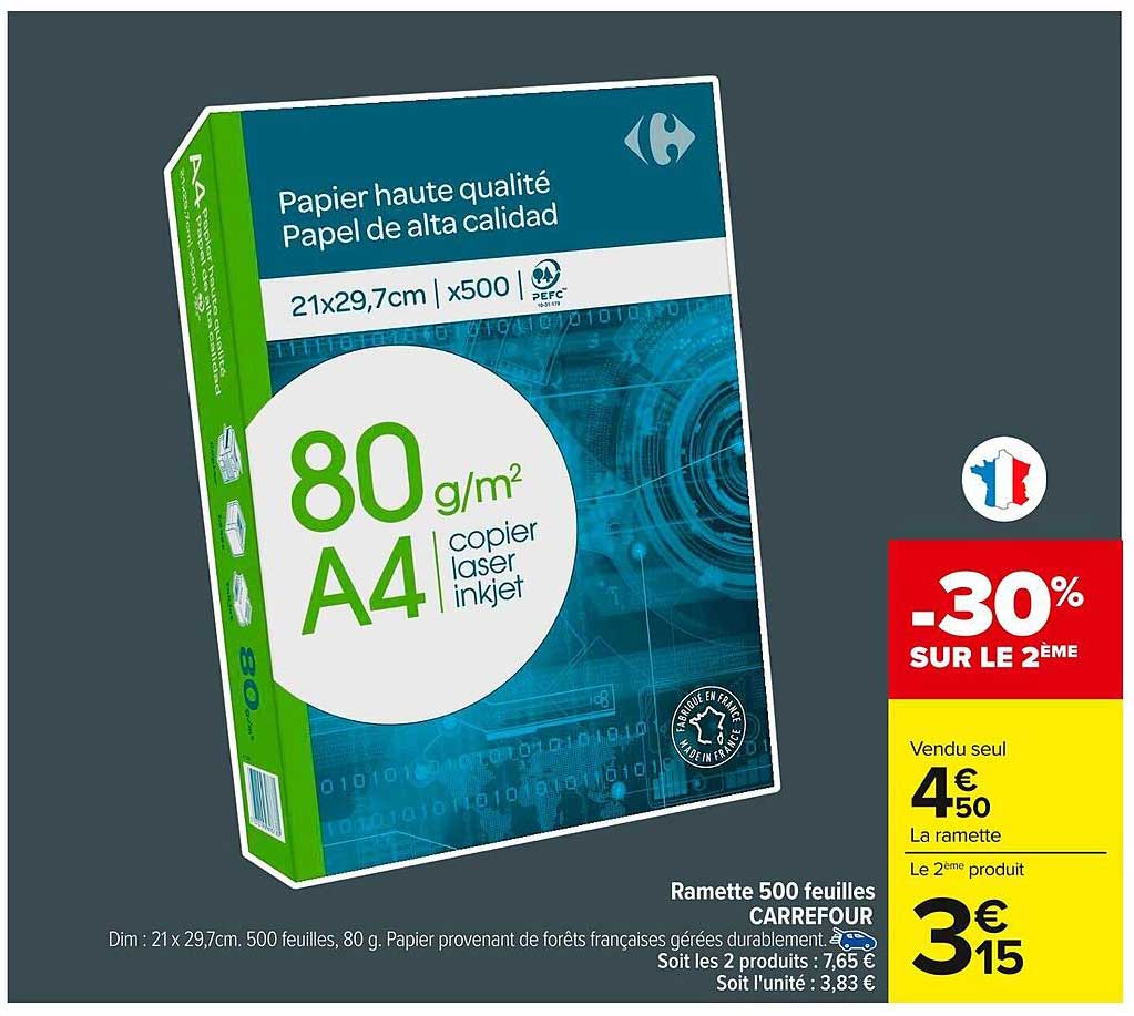 Papier haute qualité A4 500 feuillets -30% SUR LE 2ÈME