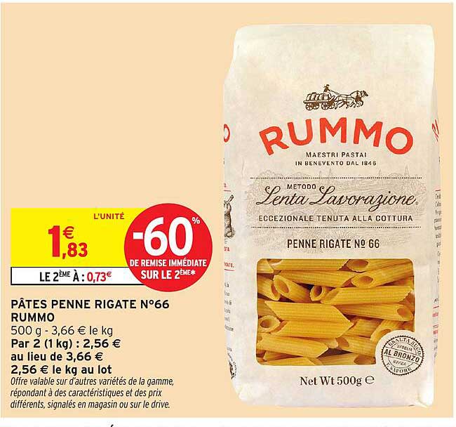 PÂTES PENNE RIGATE N°66 RUMMO