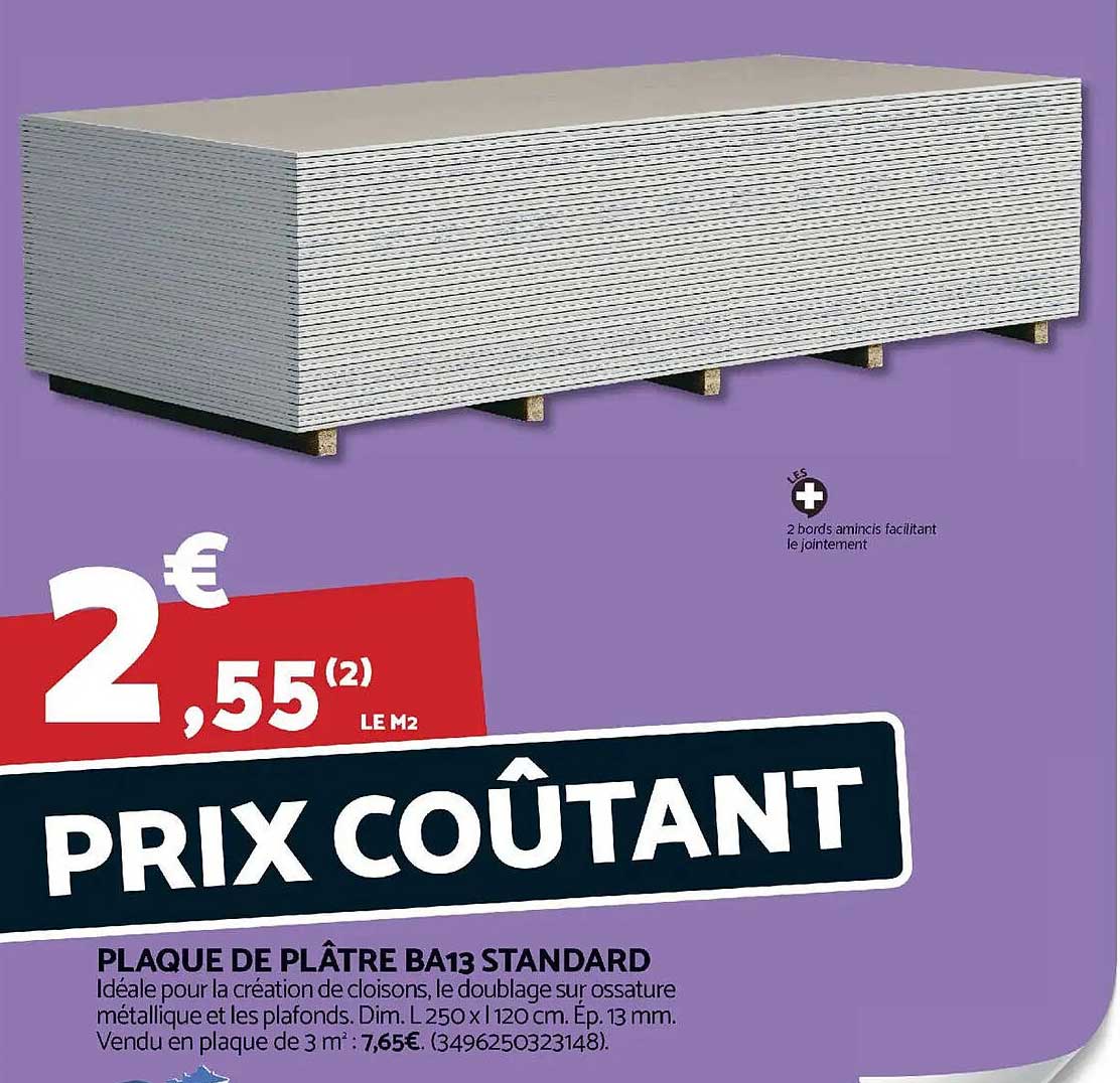 PLAQUE DE PLÂTRE BA13 STANDARD