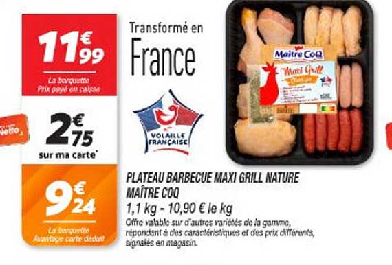 PLATEAU BARBECUE MAXI GRILL NATURE MAÎTRE COQ