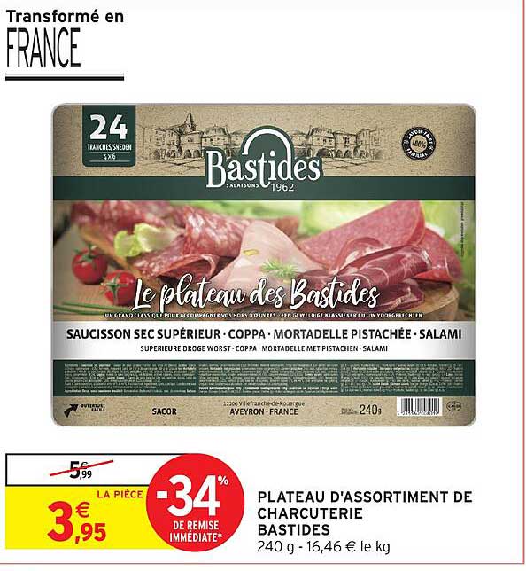 PLATEAU D'ASSORTIMENT DE CHARCUTERIE BASTIDES