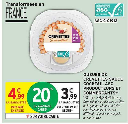 Queues de crevettes sauce cocktail ASC