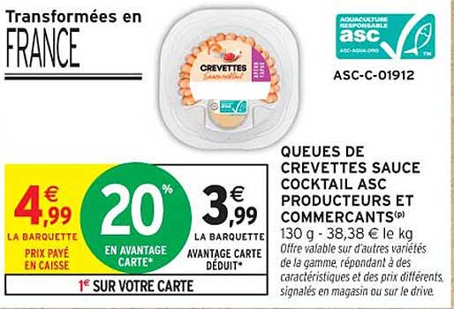 Queues de crevettes sauce cocktail ASC
