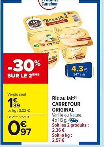 Riz au lait(n) CARREFOUR ORIGINAL