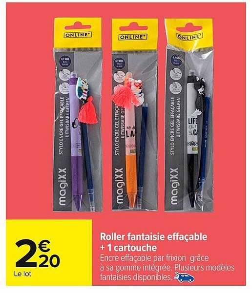 Roller fantaisie effaçable + 1 cartouche