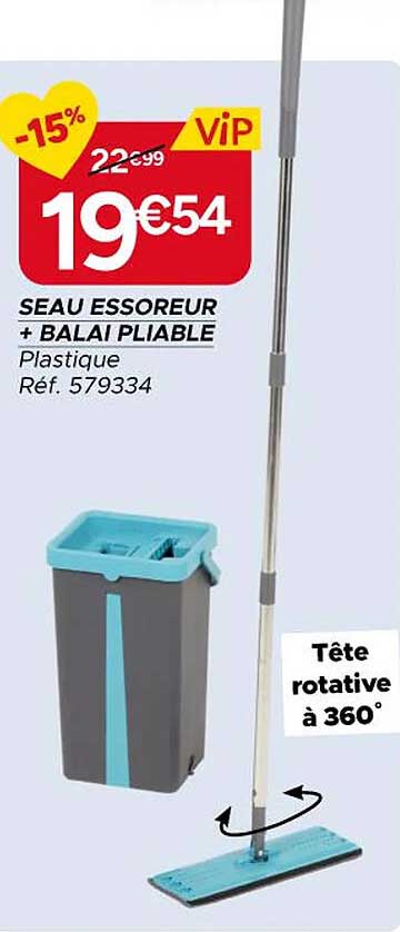 SEAU ESSOREUR + BALAI PLIABLE