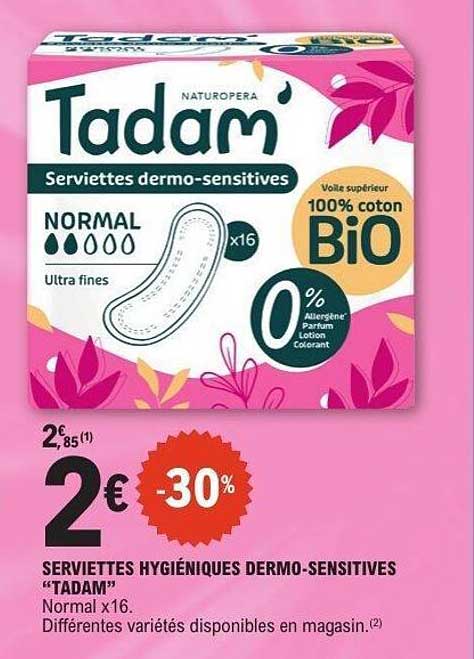 SERVETTES HYGIÉNIQUES DERMO-SENSITIVES "TADAM"