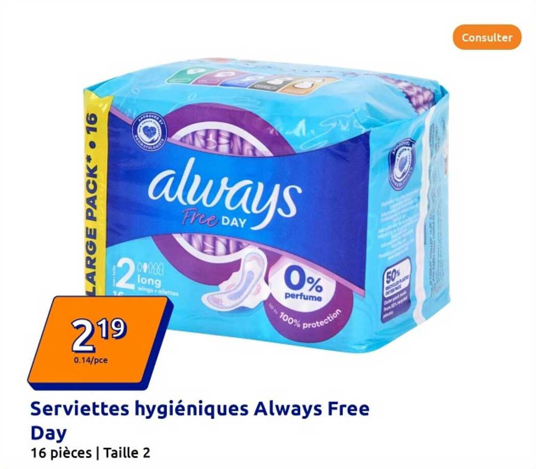 Serviettes hygiéniques Always Free Day